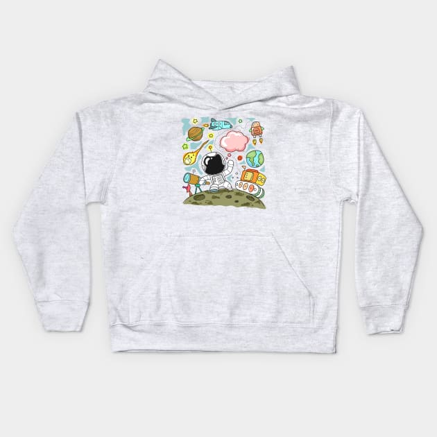 Astronaut Theme Kids Hoodie by Mako Design 